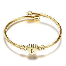 Load image into Gallery viewer, New Fashion Elegant Girls Gold Color Luxury Stainless Steel Heart Bracelet Bangle With Letter Fashion For Woman