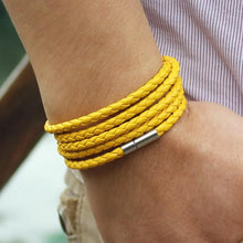 Load image into Gallery viewer, NEW Trendy Black Retro Wrap Long Leather Men Brecelets Bangles Fashion Sporty Chain Link Male Charm Bracelet