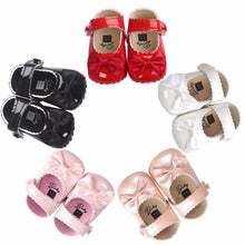 Load image into Gallery viewer, Red Princess Baby Girl Shoes Newborns Butterfly-knot PU Leather Shoes Infants Crib Soft Fashion Footwear Shoes