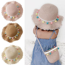 Load image into Gallery viewer, Luxury Baby Lady Girl Summer Straw Sun Handmade Beach Hat In elegant Modern Deign For Kids