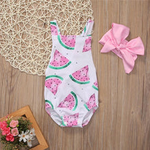 Load image into Gallery viewer, Baby Girls Romper Jumpsuit Headband Watermelon Printed Outfits Sun suit Set New 0-24M In Modern Design