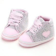 Load image into Gallery viewer, Infant Newborn Baby Girls Dots Heart Autumn Lace-Up First Walkers Sneakers Cotton Soft Sole Shoes For Girl