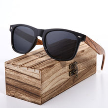 Load image into Gallery viewer, Luxury Handmade Polarized Handmade Bamboo Wood Universal Sunglasses In Zebra Wood Style Vintage Wooden Frame Male Driving Sun Glasses Shades Gafas With Box and UV400Protection