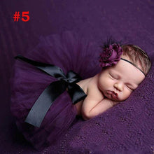 Load image into Gallery viewer, Luxury Modern Elegant Baby Girl Tulle Tutu Skirt and Flower Headband Set Newborn Dress With Big Bow And With Headband