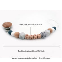 Load image into Gallery viewer, Handmade Personalized Name Silicone Wood Pacifier Clips Safe Teething Chain Baby Teether Clips Holder For Pacifier For Kids