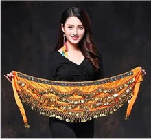 Load image into Gallery viewer, 1PC New Style Belly Dance Belt Newest Multi-color Glass Silk Velvet Dancing Belt Scarf Crystal BellyDance Waist Chain Hip Scarf