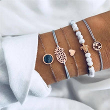 Load image into Gallery viewer, Luxury Modern Gold Crystal Circle Arrow Bracelets Set for Women In Bohemian Pink Opal Adjustable Charm Bracelet Jewelry Style for Women and Ladies