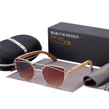 Load image into Gallery viewer, Bamboo High Quality Female Sunglasses Oversized Women Polarized Sunglasses With Natural Bamboo In Elegant and Luxury Cat eye Eyewear Luxury Style