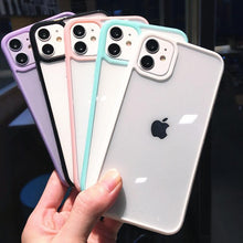 Load image into Gallery viewer, Transparent Shockproof Bumper Phone Case For iPhone 11 12 13 14 Pro Max Mini Cute Candy Color Hard Cover Luxurious Translucent Case for iPhone