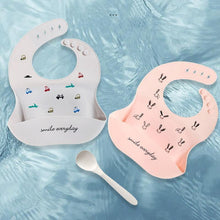 Load image into Gallery viewer, Cute Cartoon Print Baby Bibs Waterproof Soft Silicone Baby Feeding Stuff Dinosaur Pattern Bib For Kids