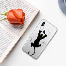Load image into Gallery viewer, Cute black cat Phone Case for iphone 13 11 12 pro XS MAX 8 7 6 6S Plus X 5S SE 2020 XR case Cute Cat Slim Fit Glossy Stylish Cover Soft Shockproof Phone Case