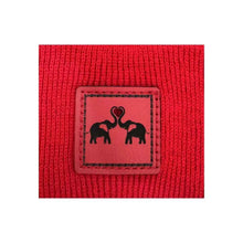 Load image into Gallery viewer, Love-Inspired H-Stitch Beanie – Scarlet Red Elelove Elephants