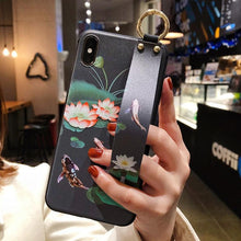 Load image into Gallery viewer, Cartoon Cute Cat Wrist Strap Soft Phone Case For Iphone 13 11 12 14 Pro Max X Xr Xs Max Se 2020 7 8 Plus 14plus Holder Cover Thanksgiving Cute Cats Silicone Case For Iphone