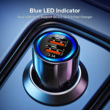 Load image into Gallery viewer, Car LED 18W 3.1A Charger Dual USB Fast Charging QC Phone Charger Adapter Cars Gadgets