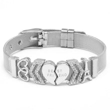 Load image into Gallery viewer, Fashion Stainless Steel Woman and Men Bracelet Mesh Bracelet Set Crystal Heart Anchor Charm Fine Bracelet Bangle For Female Lover