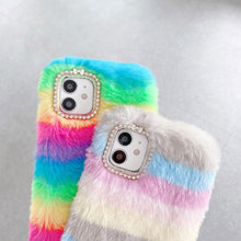 Load image into Gallery viewer, Fashion Lady Gift Case for iPhone 14 13 12 XS Max XR X 11 Pro Max SE Furry fluffy Warm Cover for iPhone 6 7 8 Plus Phone Case Fashion Fluffy Fur Protective Back Cover