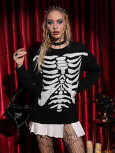 Load image into Gallery viewer, Halloween Gothic Skeleton Oversized Long Sleeve Knit Sweater | NCS