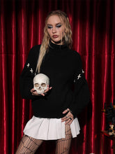 Load image into Gallery viewer, Halloween Gothic Solid Color Lace-Up Long Sleeve Knit Sweater | NCS