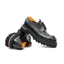 Load image into Gallery viewer, Handcrafted Square Toe Brogue Shoes with Thick Sole Black
