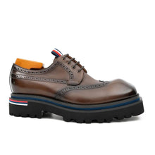 Load image into Gallery viewer, Handcrafted Square Toe Brogue Shoes with Thick Sole Coffee