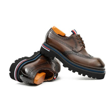 Load image into Gallery viewer, Handcrafted Square Toe Brogue Shoes with Thick Sole Coffee