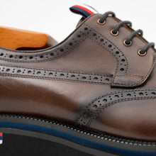 Load image into Gallery viewer, Handcrafted Square Toe Brogue Shoes with Thick Sole Coffee