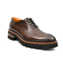 Load image into Gallery viewer, Handcrafted calfskin Oxford shoes Coffee