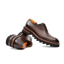 Load image into Gallery viewer, Handcrafted calfskin Oxford shoes Coffee
