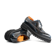 Load image into Gallery viewer, Handmade Chunky - sole Brogue Shoes Blue