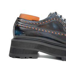 Load image into Gallery viewer, Handmade Chunky - sole Brogue Shoes Blue