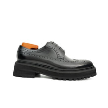 Load image into Gallery viewer, Handmade Chunky - sole Brogue Shoes Black
