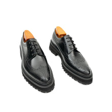 Load image into Gallery viewer, Handmade Chunky - sole Brogue Shoes Black