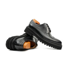 Load image into Gallery viewer, Handmade Chunky - sole Brogue Shoes Black