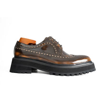 Load image into Gallery viewer, Handmade Chunky - sole Brogue Shoes Brown