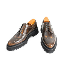 Load image into Gallery viewer, Handmade Chunky - sole Brogue Shoes Brown