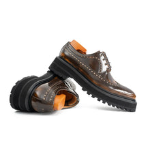 Load image into Gallery viewer, Handmade Chunky - sole Brogue Shoes Brown