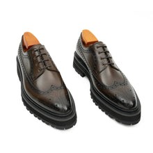 Load image into Gallery viewer, Handmade Chunky - sole Brogue Shoes Coffee