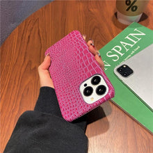 Load image into Gallery viewer, Genuine Leather Case for iPhone 13 Pro Classic Pattern Real Leather Full Coverage High-end Luxury Glossy Leather Couple Soft Case For iPhone 14 11 12 13 Pro Max 7 8 Plus 2 iPhone Cover