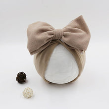 Load image into Gallery viewer, Handamde Elegant Baby Hats for Girls Big Bow Turban Hat Newborn Baby Beanie Cap Solid Color Style