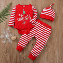 Load image into Gallery viewer, 3PCS Romper Jumpsuits+Striped Pant Christmas Clothes Set Kids for Infant Boys/Girls In Christmas Printed Design
