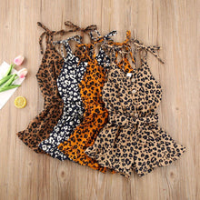 Load image into Gallery viewer, Baby Girls Leopard Rompers Sleeveless Button Playsuit Jumpsuits Fashion Outfits For Girls Kids Between 2-6 Years