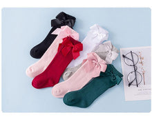 Load image into Gallery viewer, Baby Girls High Long Soft Cotton Lace Big Bow Knee Socks Toddlers Stretchable Material Excellent For Every Occasion