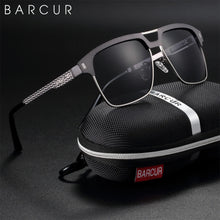 Load image into Gallery viewer, BARCUR Polarized Men’s Sunglasses – Fashionable Square Stainless Steel Frame UV400 Protection Anti-Reflective Outdoor Sports & Driving Eyewear – Original Design Casual Style with Premium Polycarbonate Lenses
