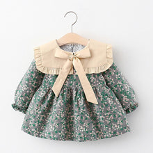 Load image into Gallery viewer, Modern Retro Girl Dress For Winter Newborn Infant Dress Fashion Cute Cotton Floral Bow baby Party Dress