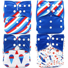 Load image into Gallery viewer, 4PCS Set Diaper Cover Washable Diaper Eco-friendly Ecological Adjustable Baby Nappy Reusable Cloth Diapers In Printed Design For Baby and Kids