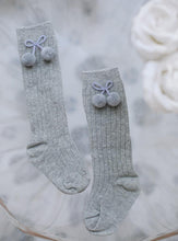 Load image into Gallery viewer, Luxury Modern Autumn Winter Baby Children Cherry Hair Ball Knee High Socks. Kid Cherry Knitted Sock For Kids