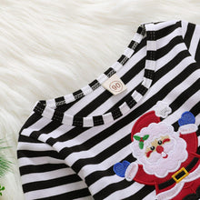 Load image into Gallery viewer, New Dress Baby Girls Christmas Santa Striped Print Dress And Headband Outfits Children