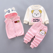 Load image into Gallery viewer, Modern Fashion Cotton Thick Warm Casual Hooded Sweater Cartoon Cute Bear Three-piece Suit For Baby Boy & Girl