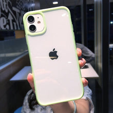 Load image into Gallery viewer, Transparent Shockproof Bumper Phone Case For iPhone 11 12 13 14 Pro Max Mini Cute Candy Color Hard Cover Luxurious Translucent Case for iPhone