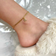 Load image into Gallery viewer, Mandotos Crystal A Z Letter Initial Anklets For Women Cuban Link Stainless Steel Beach Anklet